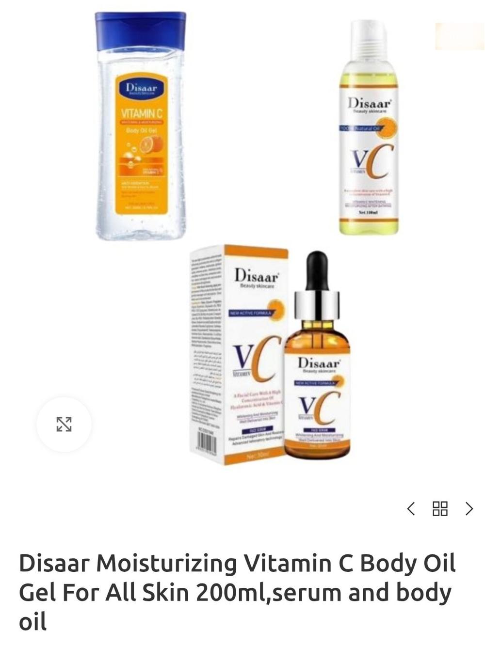 Disaar Vitamin C Serum & Body Oil - Orange/White Packaging